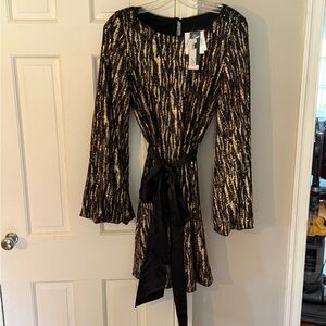 Black and Gold Sequin Evening Dress